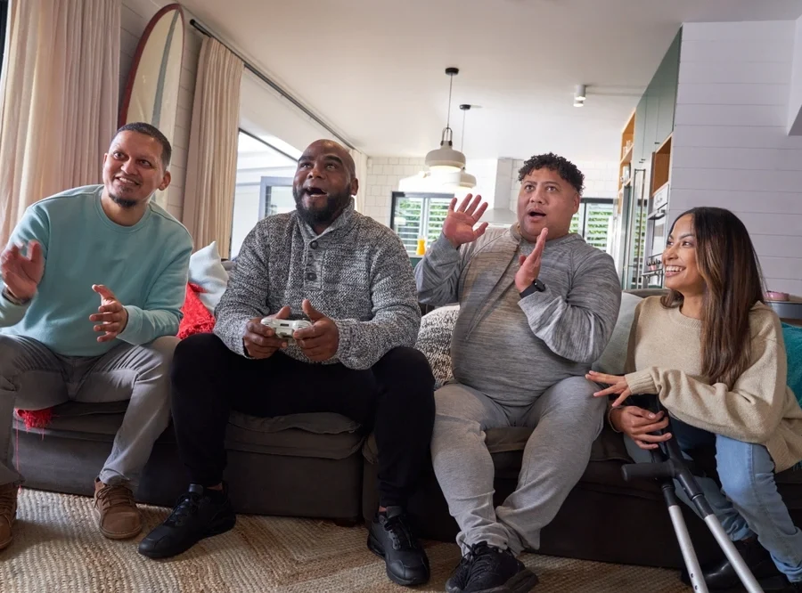 group of friends with different disabilities living together